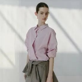 리스트 브이넥 페플럼 블라우스