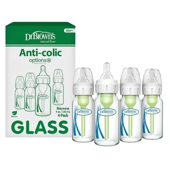 닥터브라운 와이드넥 유리젖병 120ml 1단계 젖꼭지 4개입