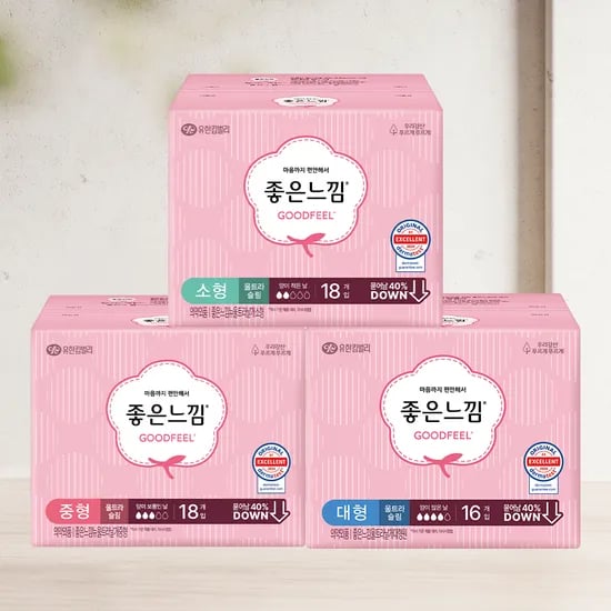 좋은느낌 오리지널 울트라슬림 생리대 중형 4팩 12,710원