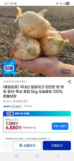 국내산 달달하고 단단한 햇 양파 중대 특상 혼합 5kg