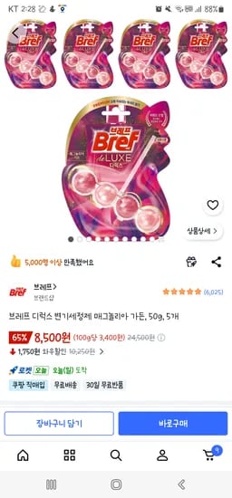 브레프 디럭스 변기세정제 매그놀리아 가든 50g 5개