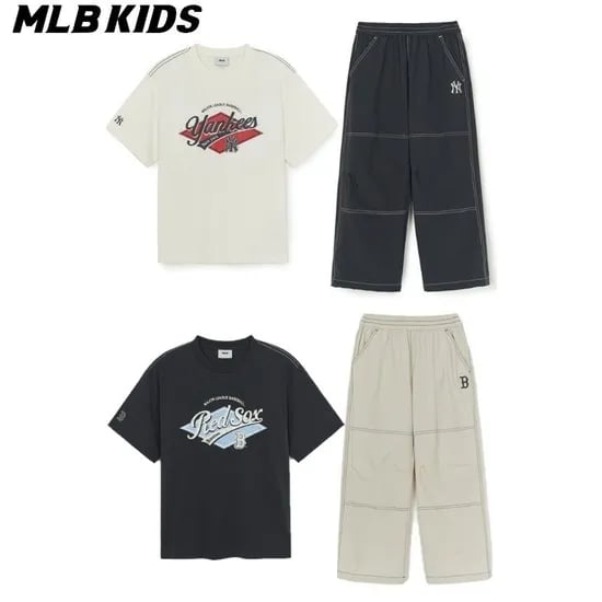 MLB 키즈 스트릿 반팔 우븐팬츠 세트 43,150원