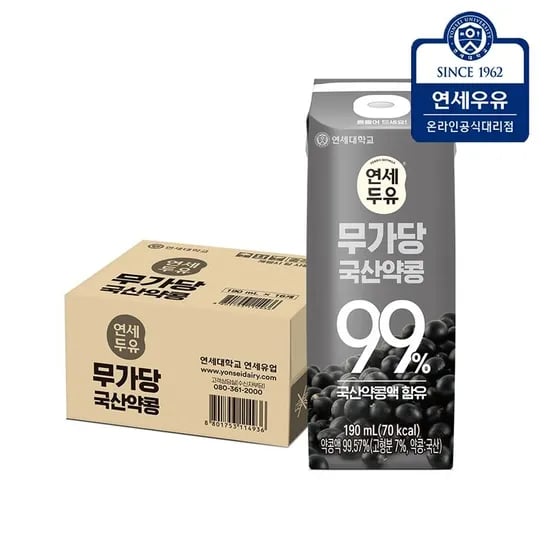 연세두유 무가당 국산약콩 99% 약콩두유 190ml 16팩 10,610원