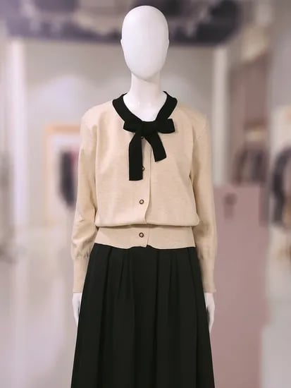 르샵 타이넥 배색 버튼업 긴소매 니트 가디건 22,320원 무배