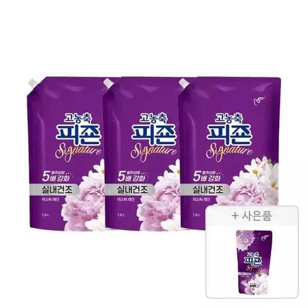 피죤 고농축 섬유유연제 미스틱레인, 1.6L, 3개+증정300ml 1개 9,860원(티멤,카페머니)
