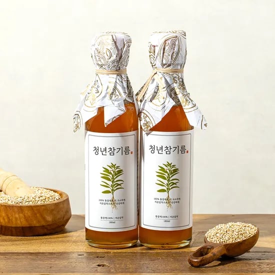 전라도청년 저온압착 통참깨 참기름 180ml 2개 12,400원 무배
