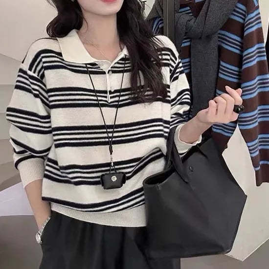 봄신상 카라니트 1+1 스트라이프 줄무늬 27,790원/무배