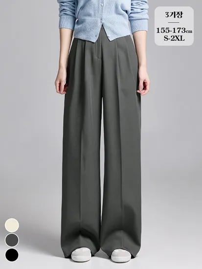 노컷슬랙스 와이드 투핀턱 허리버튼 슬랙스 27,390원 무배