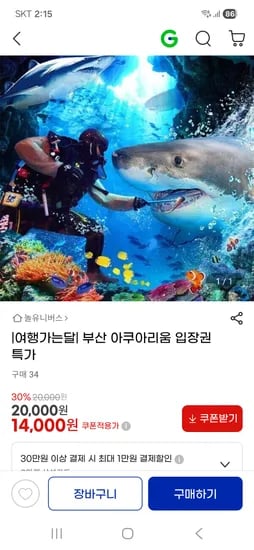 G마켓]부산 씨라이프 아쿠아리움 14,000원
