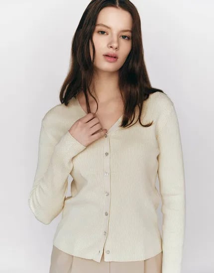 골지 브이넥 가디건