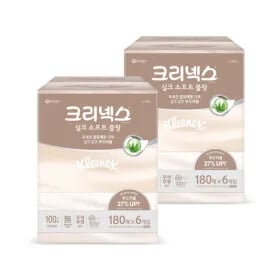 크리넥스 실크소프트 블랑 180매 6입 2팩 각티슈 15390원 초핫딜 (삼카)