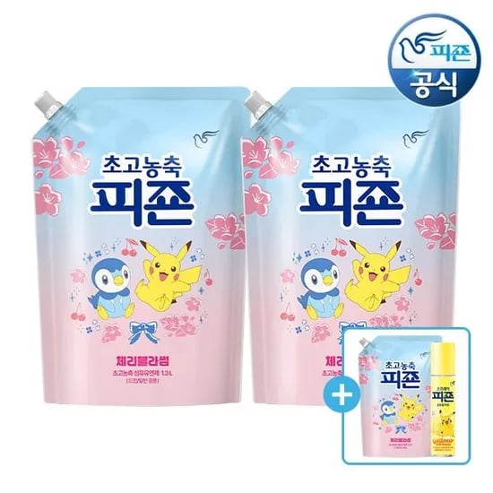 피죤 포켓몬에디션 체리블라썸 섬유유연제 1.3L 2개