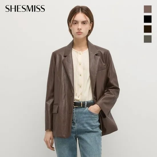 쉬즈미스 테일러드 투 버튼 레더 자켓 카드 무배 77,420원