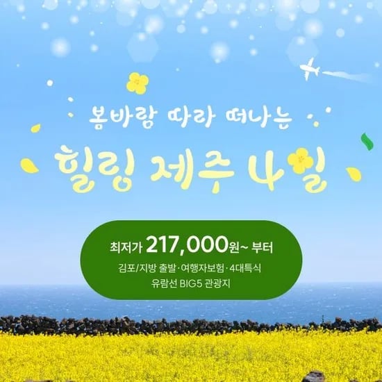 제주여행 4일 패키지 217,000원