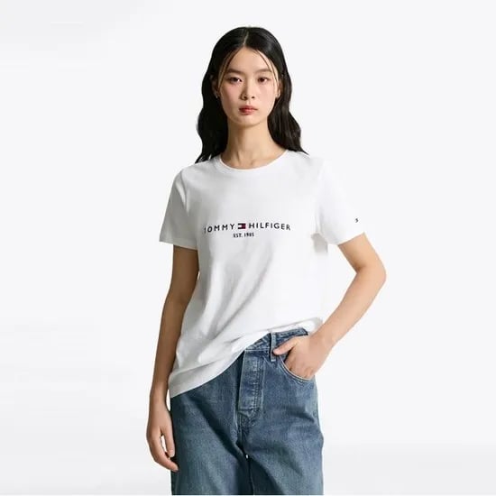 타미힐피거 자수 로고 크루넥 반팔티