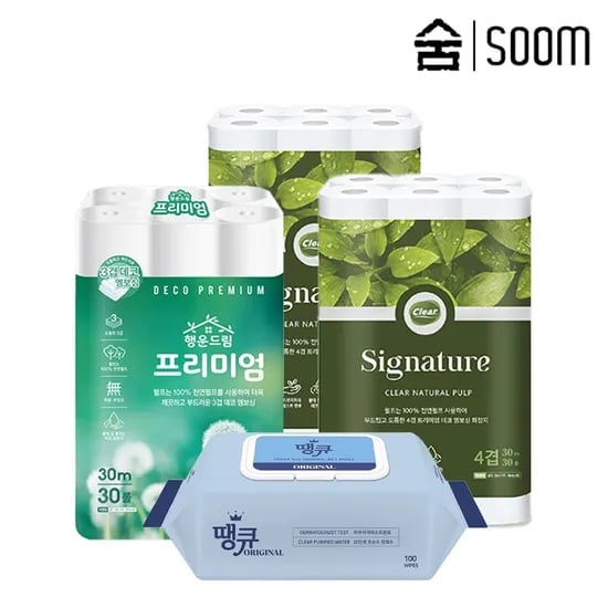 클리어 시그니처 천연펄프 화장지 4겹 30m 30롤 2팩 23,650원