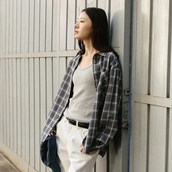 아티드 소프트 오버핏 체크 셔츠