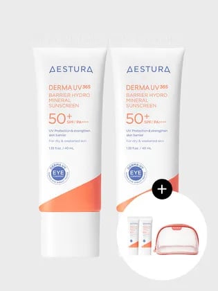 에스트라 UV365 장벽수분 무기자차 선크림 40ml 2개 20ml 2개 파우치