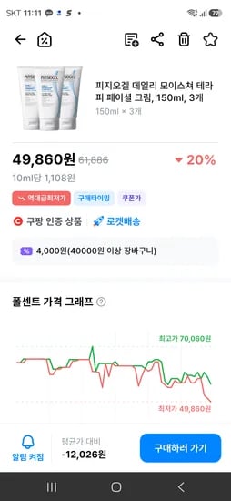 피지오겔 데일리 모이스쳐 테라피 페이셜 크림 150ml,3개 49,860원