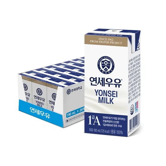 연세우유 멸균 흰우유 190ml 24개 10900원, 48개 19800원, 72개 28900원