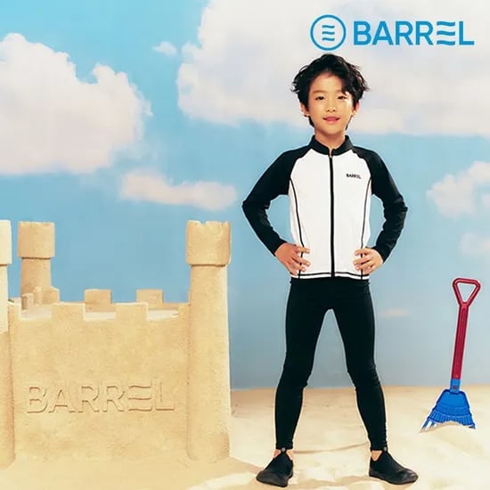 배럴 키즈 에센셜 집업 래쉬가드 화이트 B5SKWZR301WHT
