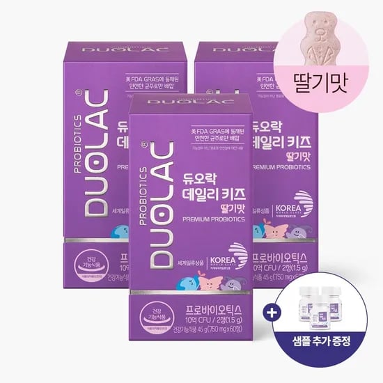 듀오락 유산균 데일리키즈 딸기맛 180정(+15일분) 59,400원