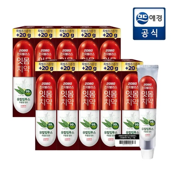 2080 진지발리스 유칼립투스 민트치약 170g 10입 11,180원