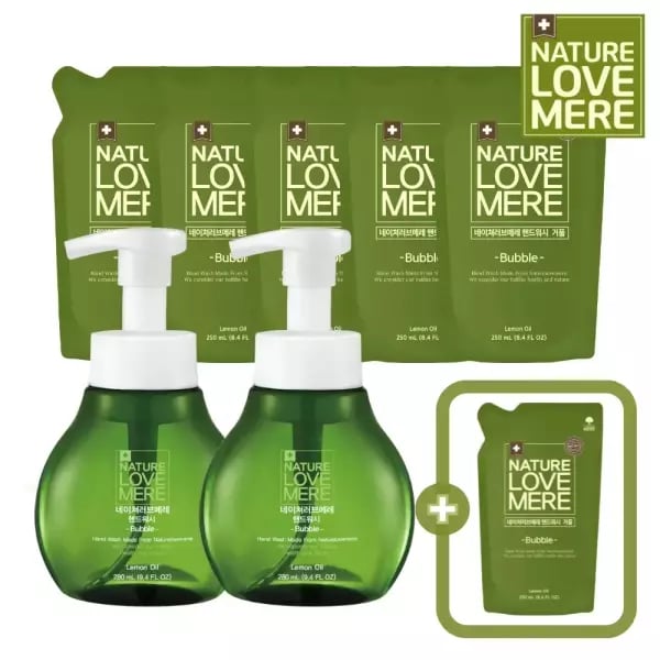 네이쳐러브메레 아기 핸드워시 거품 용기 280ml 2개 리필 250ml 6팩