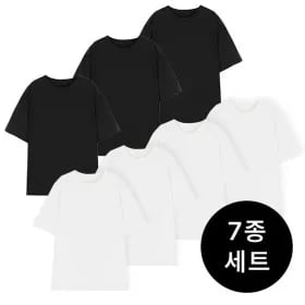 남녀공용 오가닉 코튼 100 30수 반팔티 7종세트 총 18,850원