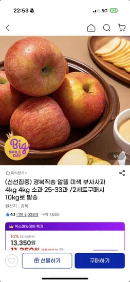 미색 부사사과 4kg 소과 외 다양