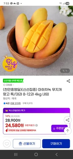 마하차녹 무지개 망고 특/대과 8-12과 4kg