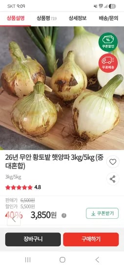 무안 황토밭 햇양파 3kg