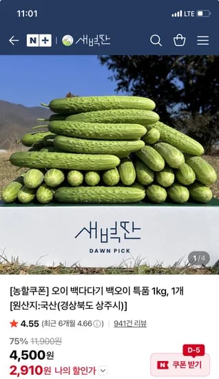 백다다기 오이 1kg