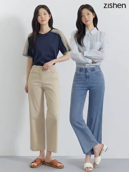 지센 기본/롱 쿨 나일론 세미와이드 팬츠