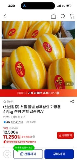 성주참외 4.5kg 랜덤 혼합