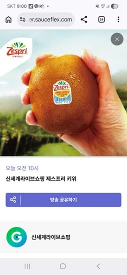 제스프리 골드키위 2kg 라이브 예고 20,400원~