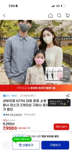 세이피 새부리형 대형 KF94 100매 외 다양 세이피 국산 마스크