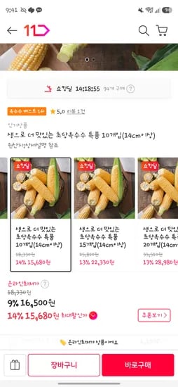 카카오페이머니 × 생으로 더 맛있는 초당옥수수 특품 10개입(14cm이상) 핫딜가 14520원