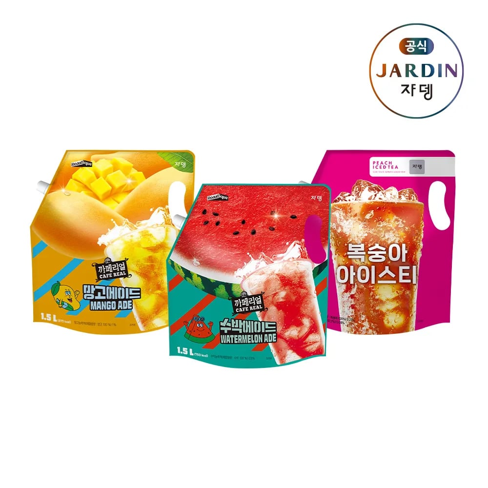 쟈뎅 대용량 파우치 1.5L 3개 이상 구매 가능, 다양한 종류 포함, 총 3개 이상  3L
