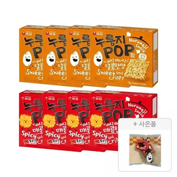 농심 누룽지팝4매콤4 외 다양, 증정 누룽지팝 슈참 3종 1개, 총 4개, 15,150원 무배