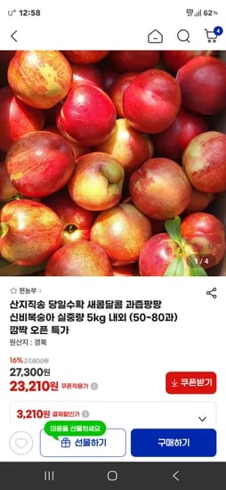 신비복숭아 5kg 내외
