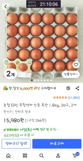 농협 EPC 무항생제 인증 특란 1.8kg 30구 2개
