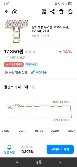 상하목장 유기농 코코아우유 24개