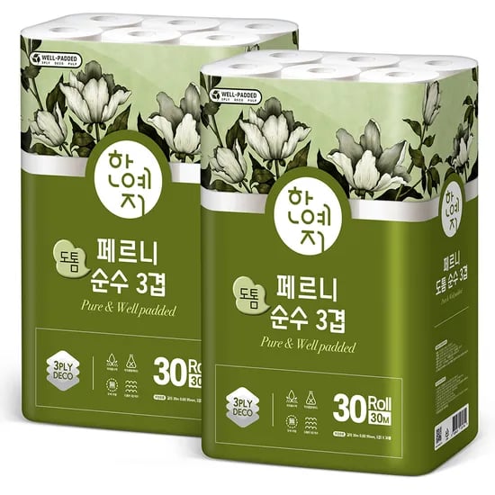 한예지 페르니 도톰 순수3겹30m 30롤2개 11900원