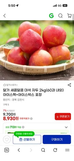 새콤달콤 대석 자두 2kg