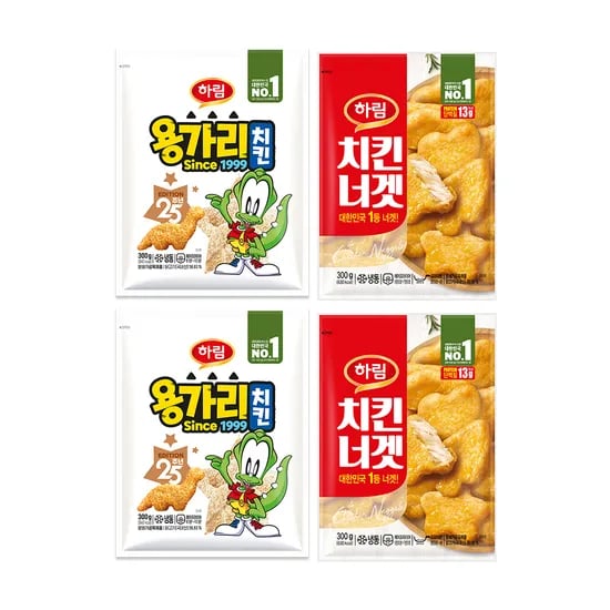 하림 용가리치킨 300g 2봉+치킨너겟 300g 2봉 12,500원
