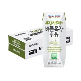 파스퇴르 무항생제 바른목장우유 125mL 24개 11,620원