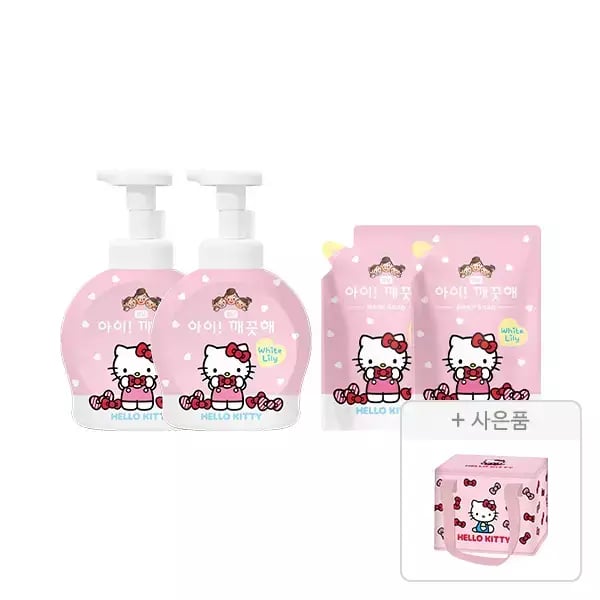 아이깨끗 헬로키티 핸드워시 490ml 2개 + 리필 490ml 2개