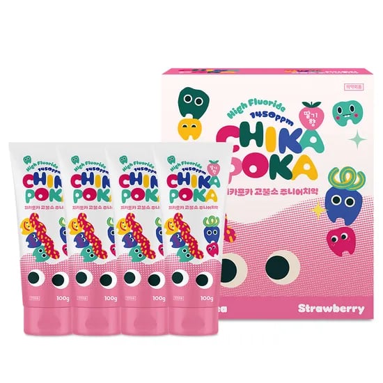 치카포카 고불소 주니어 치약, 딸기향, 100gx4개입 7,900원
