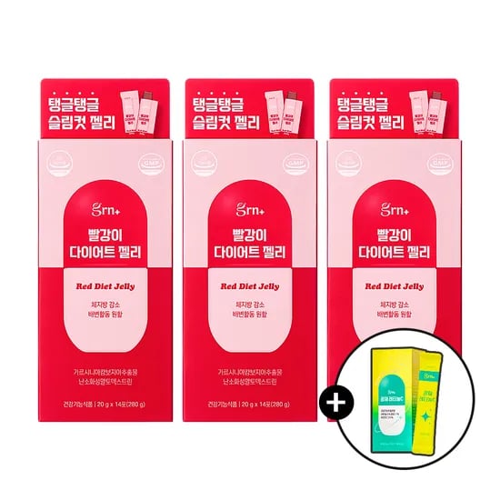 GRN 빨강이 다이어트 젤리 탄수화물컷팅제 가르시니아 쾌변 식이섬유 14포, 3개